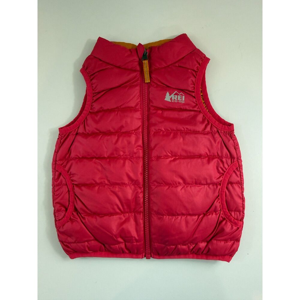 REI Co-op Toddler 2T Reversible Down Puffer Vest Pink Mustard Yellow